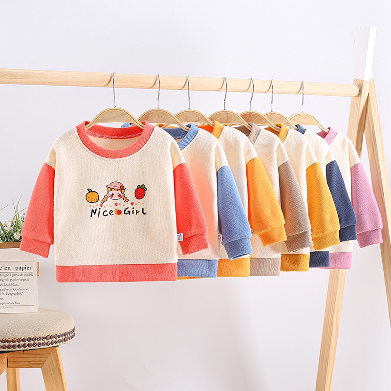 Áo trẻ em dài tay thu đông mềm mịn, co giãn tốt cho bé gái bé trai sơ sinh từ 8-15kg GR46