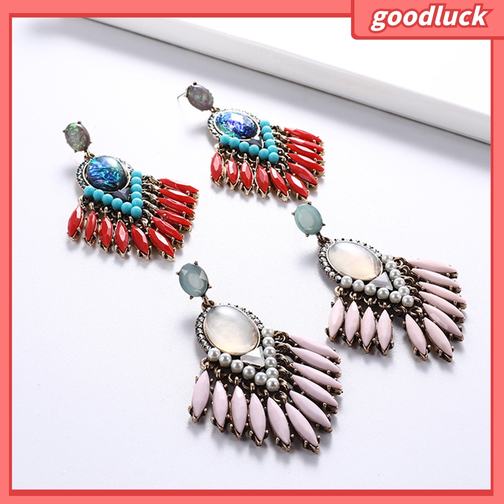 ps/Baroque Women Rhinestone Inlaid Geometric Dangle Ear Stud Earrings Party Jewelry