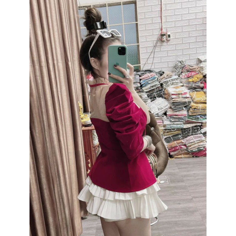 ÁO NHUNG PHỐI VOAN LƯỚI