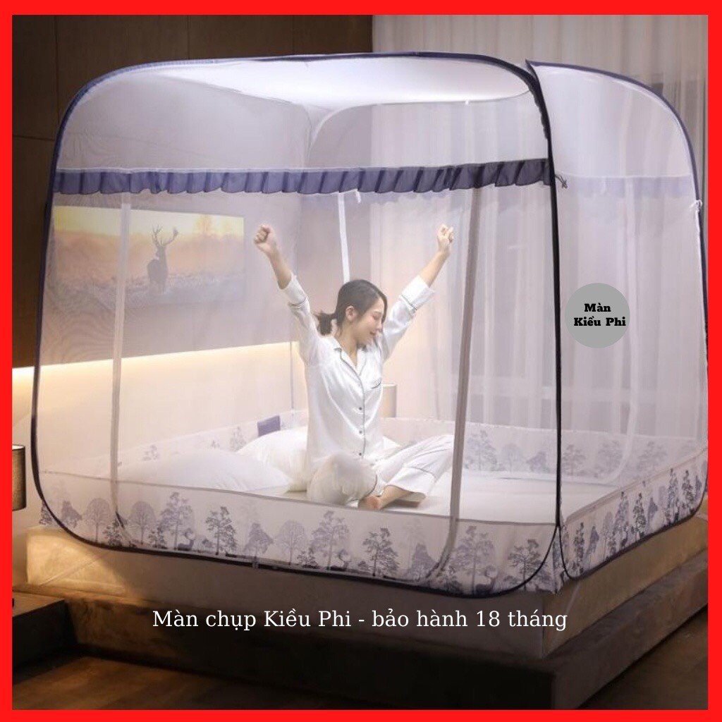 Mùng chụp tự bung người lớn cao cấp Kiều Phi - Màn chụp tự bung đỉnh vuông 1m6 1m8 2m2 gấp gọn