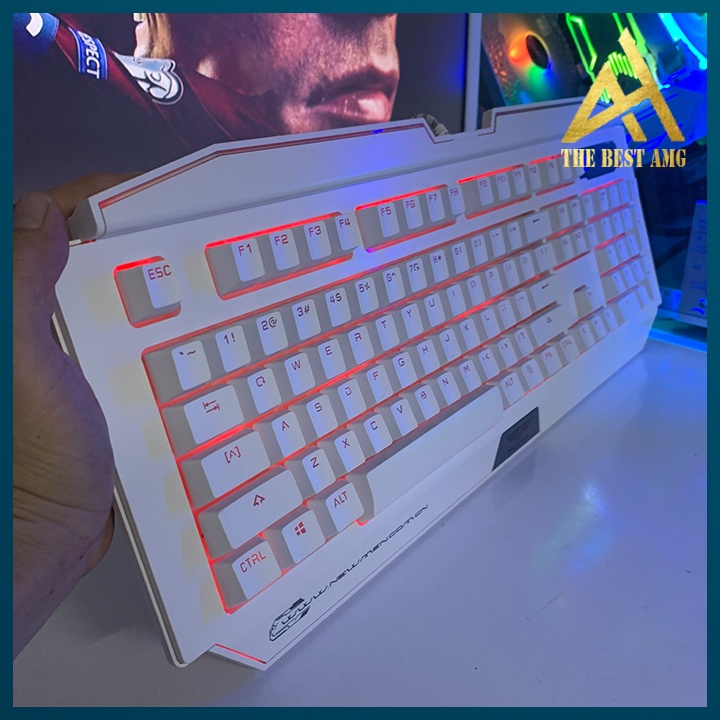 Bàn Phím Máy Tính Có Dây Gaming Giả Cơ Led Rgb Newmen GM100 Trắng Bàn Phím Laptop Keycap Xuyên Led Chơi Game