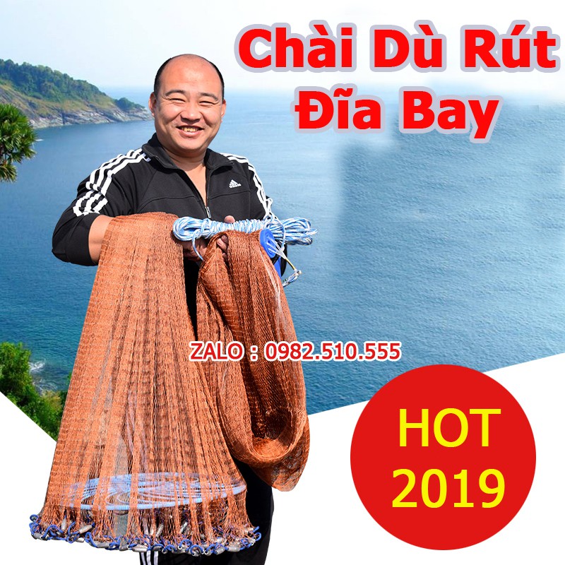 Chài Dù Rút - Đĩa Bay Kiểu Mỹ Fria Rộng 4m8 - 6m - 8m A Cường