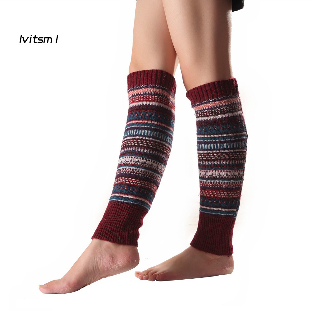 【LTM】Women Striped Knitted Leg Warmers Winter Footless Knee High Fashion Boot Socks | BigBuy360 - bigbuy360.vn