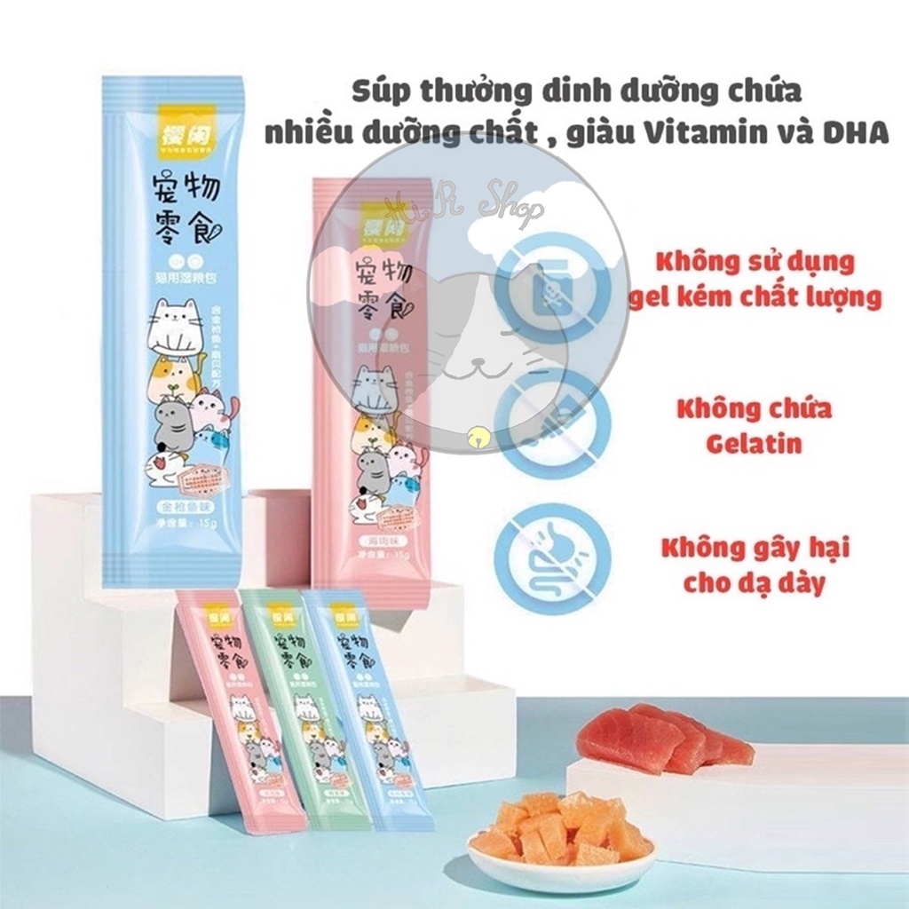 Súp Thưởng Shizuka Thanh 15g Dạng Cream Cho Mèo Nhiều Vị