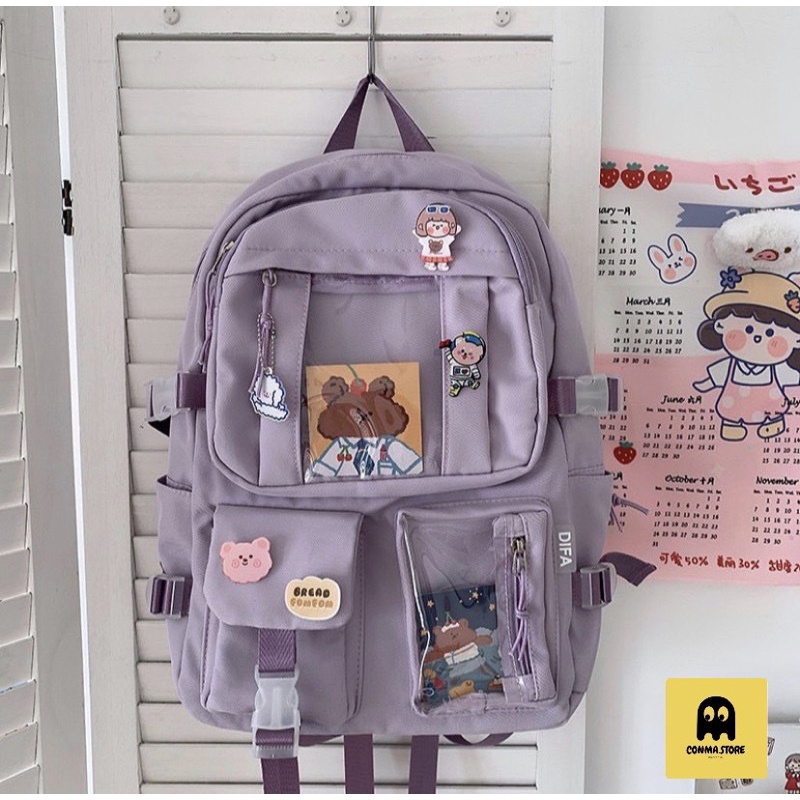 Balo đi học cute  túi trong dài 2️⃣0️⃣2️⃣3️⃣ l🦋✨ HÀNG CÓ SẴN - 4 màu pastel (2 túi trong 2021)