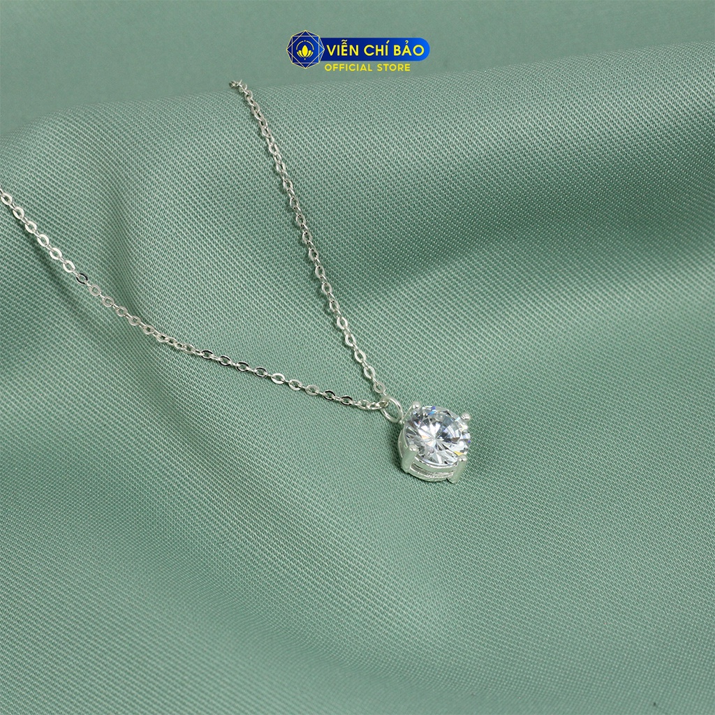 Dây chuyền bạc nữ mặt đá trắng chất liệu bạc 925 thời trang phụ kiện trang sức nữ Viễn Chí Bảo D400905