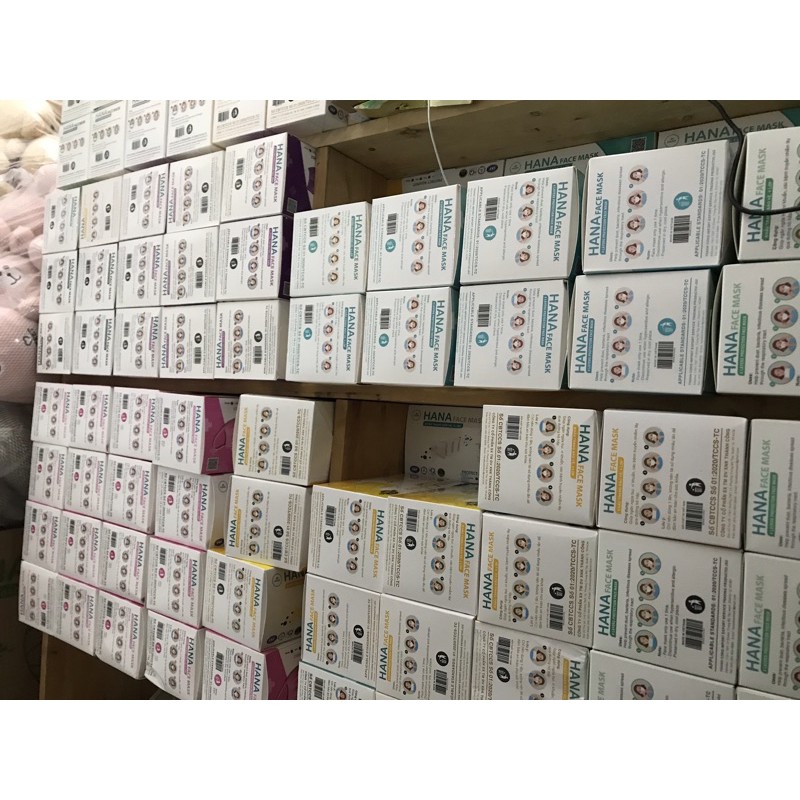 1 hộp khẩu trang Hana 4 lớp (50cái) full box nguyên tem niêm phong | BigBuy360 - bigbuy360.vn