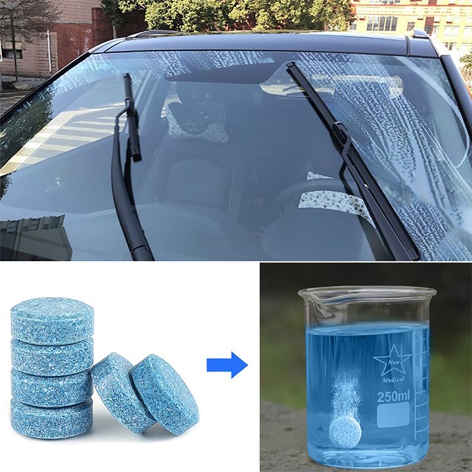 Sỉ 10 Viên sủi rửa kính ô tô tẩy sạch kính, tạo hiệu ứng lá sen.