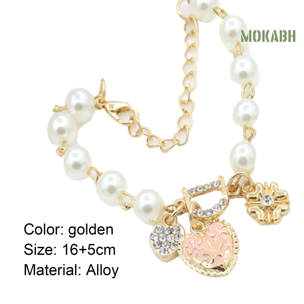 Vòng Tay Chuỗi Hạt Ngọc Trai Đính Mặt Hình Trái Tim Thời Trang Cho Nữ