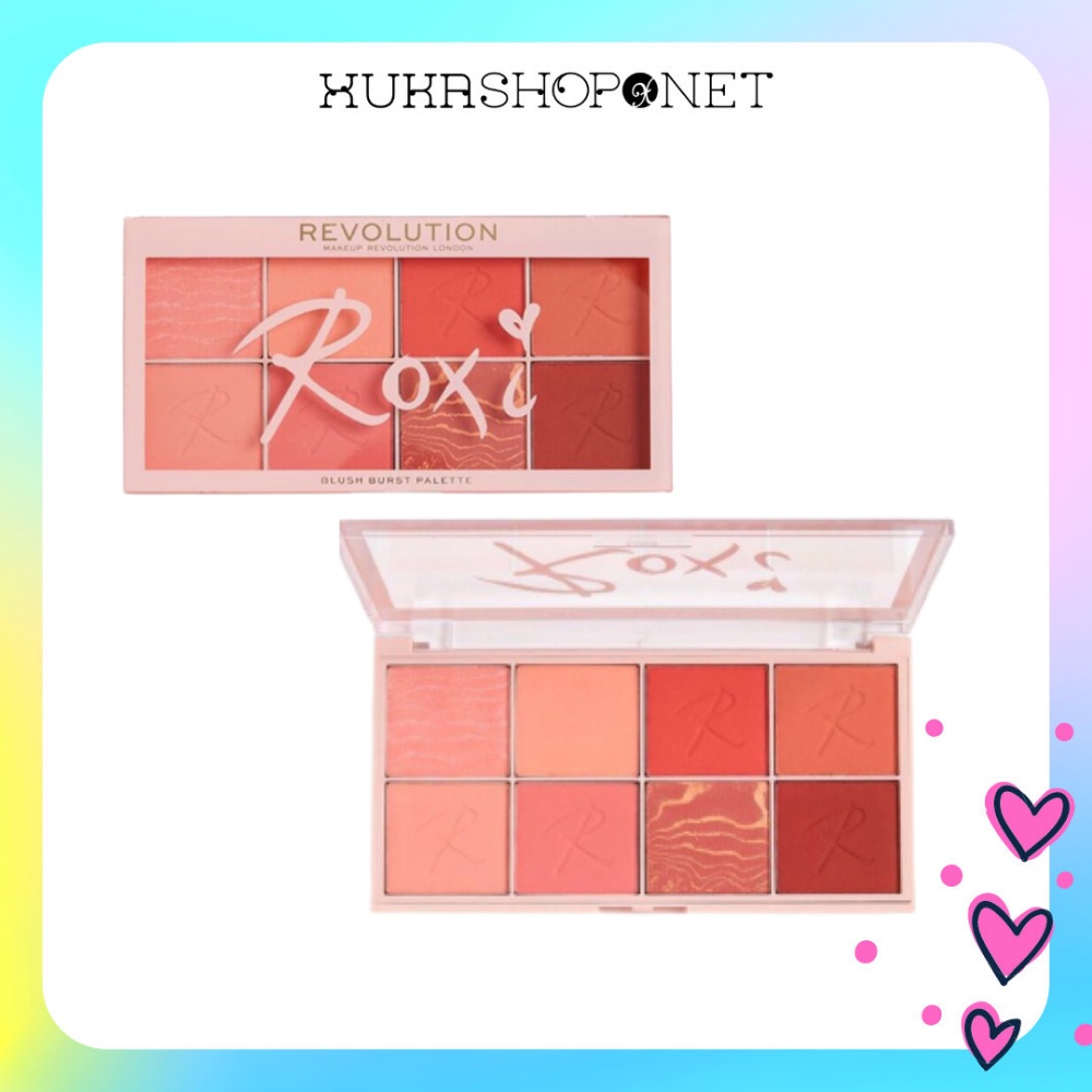 Bảng phấn má hồng 8 ô Ô Revolution Roxi Blush Burst Palette lên màu mịn lì
