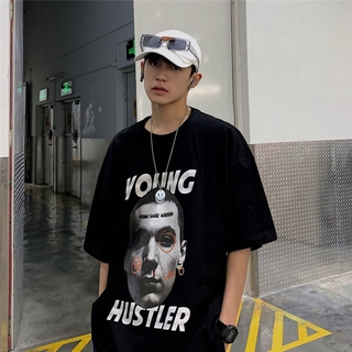 Áo thun tay lỡ dáng rộng size M-3XL 2 màu sắc tùy chọn phong cách hip hop thời trang dành cho nam