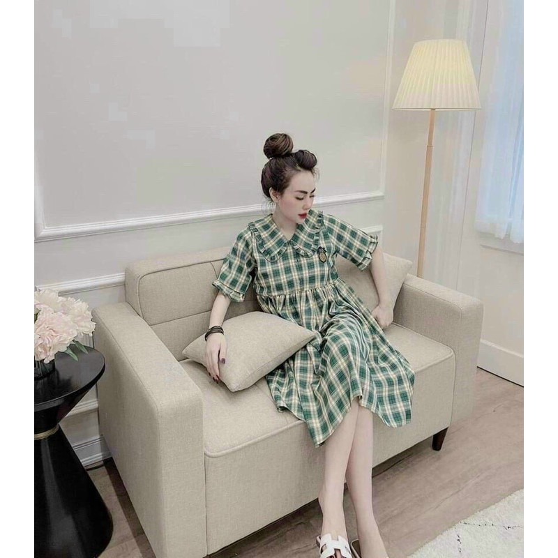 Đầm caro babydoll tiểu thư 🍓🍓🍓g