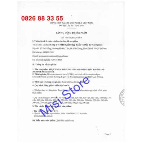 [Tem Chemist] DHA bầu Úc Bio Island DHA for Pregnancy 60 viên (SP3)