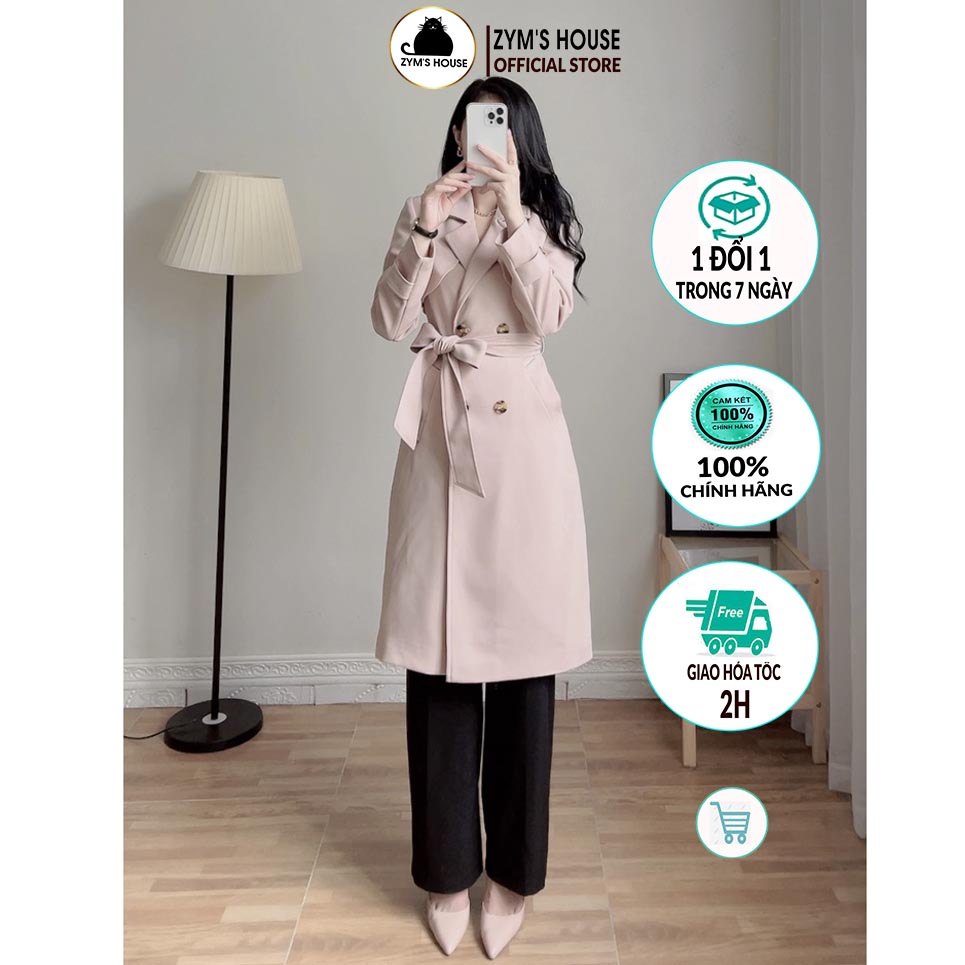 Áo Khoác Mangto Dáng Dài 2 Lớp Kèm Đai Eo Zym's House - K246
