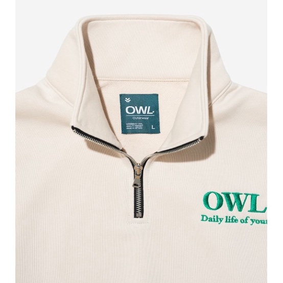 [Mã LTP50 giảm 50000 đơn 150000] OWL BRAND® HALF-ZIP SWEATSHIRT - Áo khoác nỉ khoá kéo màu Kem- OWL051121 | BigBuy360 - bigbuy360.vn