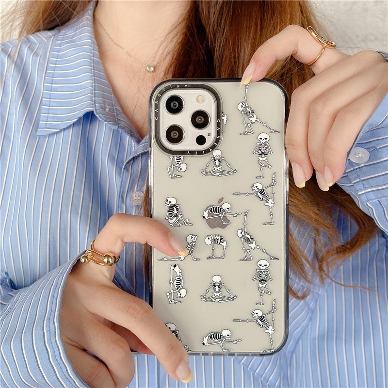 Spoof Fun Humanoid Skeleton Gymnastics CASETIFY Case IPhone 7 8 Plus SE 2020 Trend Phone Cover IPhone 12pro Max 12Mini Couples Soft Casing IPhone 11 Pro Max X XR XS