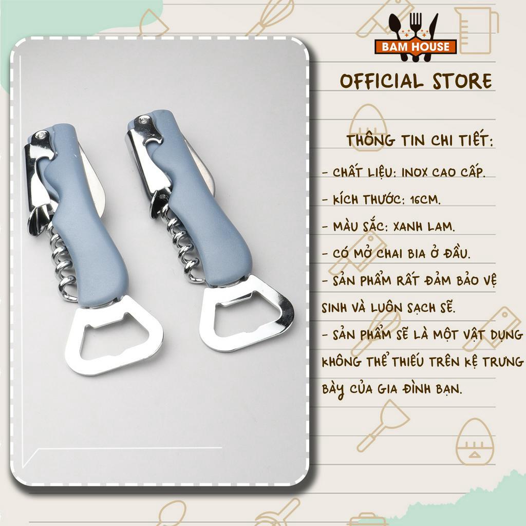 Dụng cụ Khui ruou vang và Khui bia inox Bam House đa chức năng cao cấp KRB04