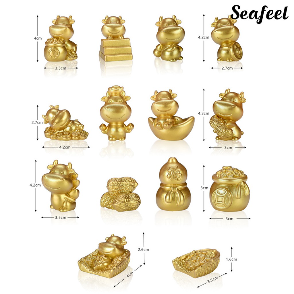 Mô hình chú bò thiết kế kiểu hoạt hình bằng nhựa resin trang trí bàn/nhà cửa/xe hơi/sân vườn