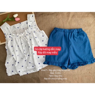 RN471_Rập giấy may bộ đồ cổ vuông nữ