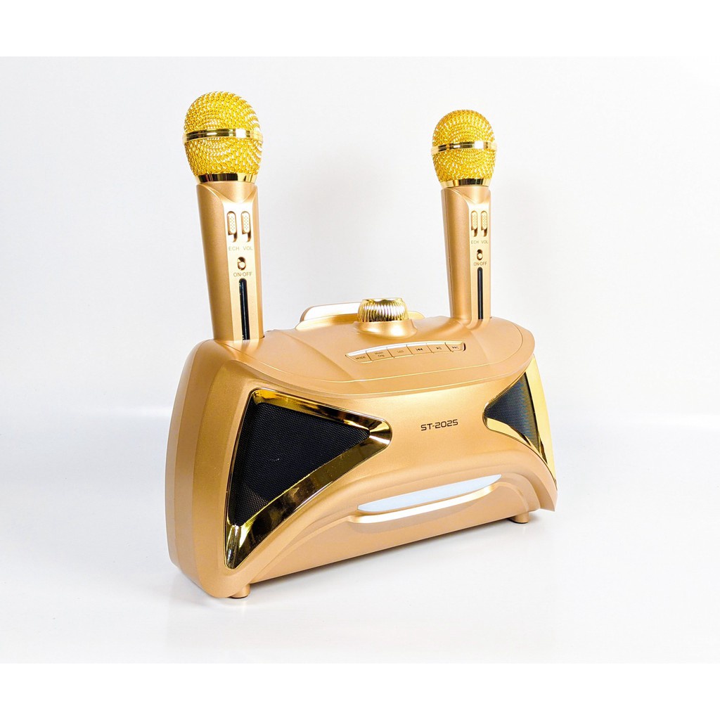 MT MAX Loa bluetooth xách tay karaoke ST 2025 bass đôi đèn led 7 màu, âm thanh sống động. Tặng kèm 2 micro không dây