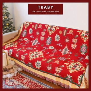 Thảm phủ sofa nhập họa tiết noel dùng cả 2 mặt