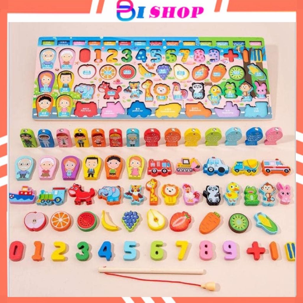 Bộ Đồ Chơi Câu Cá Gỗ và Ghép Số Cho Bé
