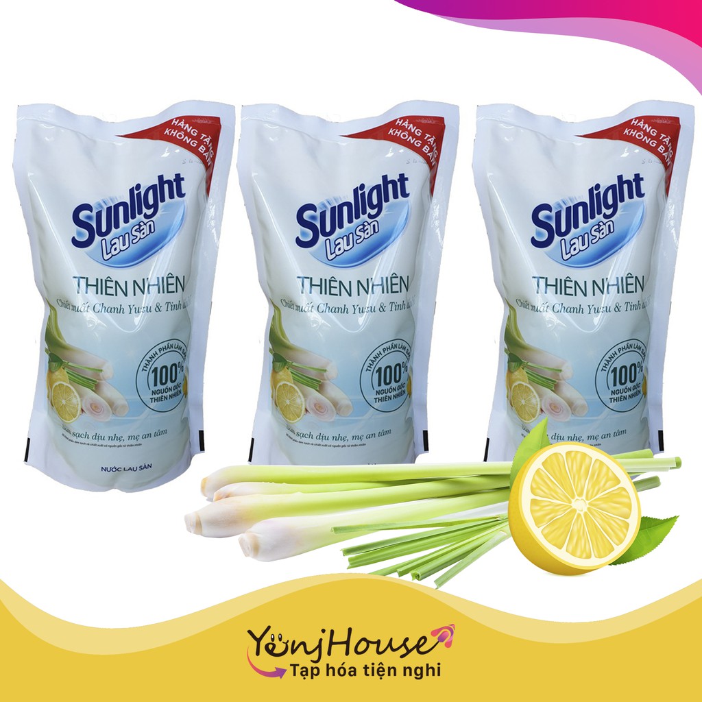 Nước lau sàn Sunlight thiên nhiên chiết xuất từ Chanh & Tinh Dầu Sả túi 700g - YenjHouse