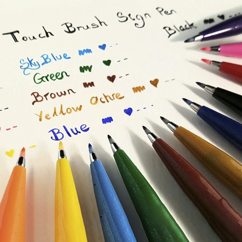 Bút Viết Thư Pháp Brush Sign Pen Pentel - SES15C 12 Màu Pastel