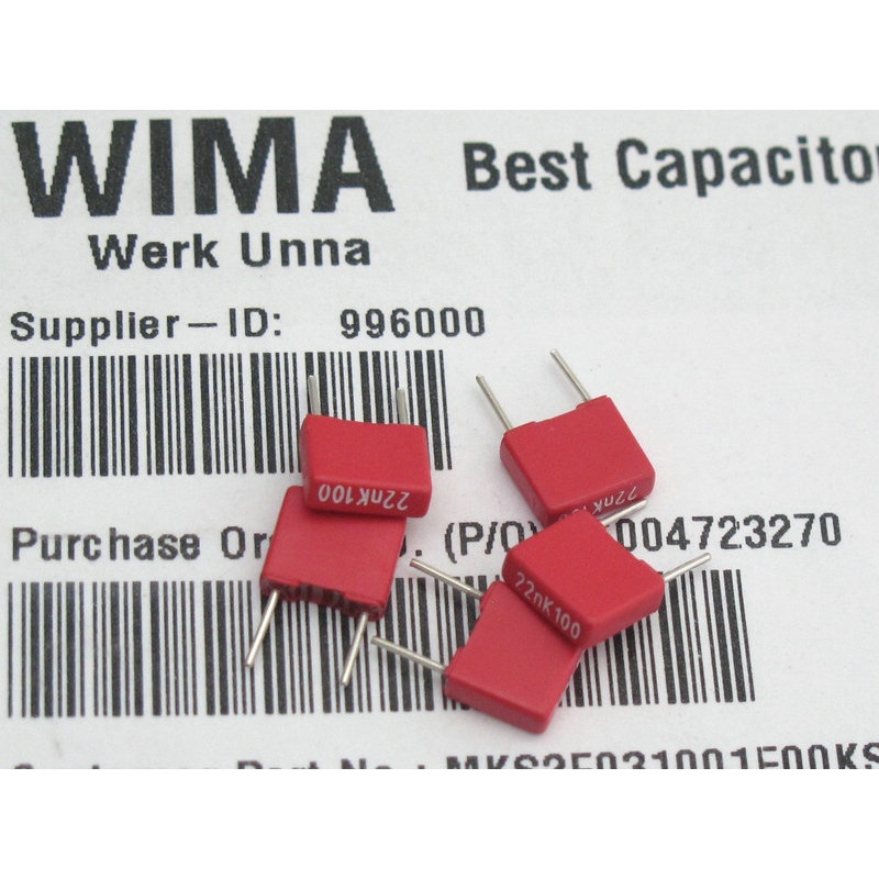 Tụ điện màu đỏ WIMA MKS2 100V 0.022UF 223K 223