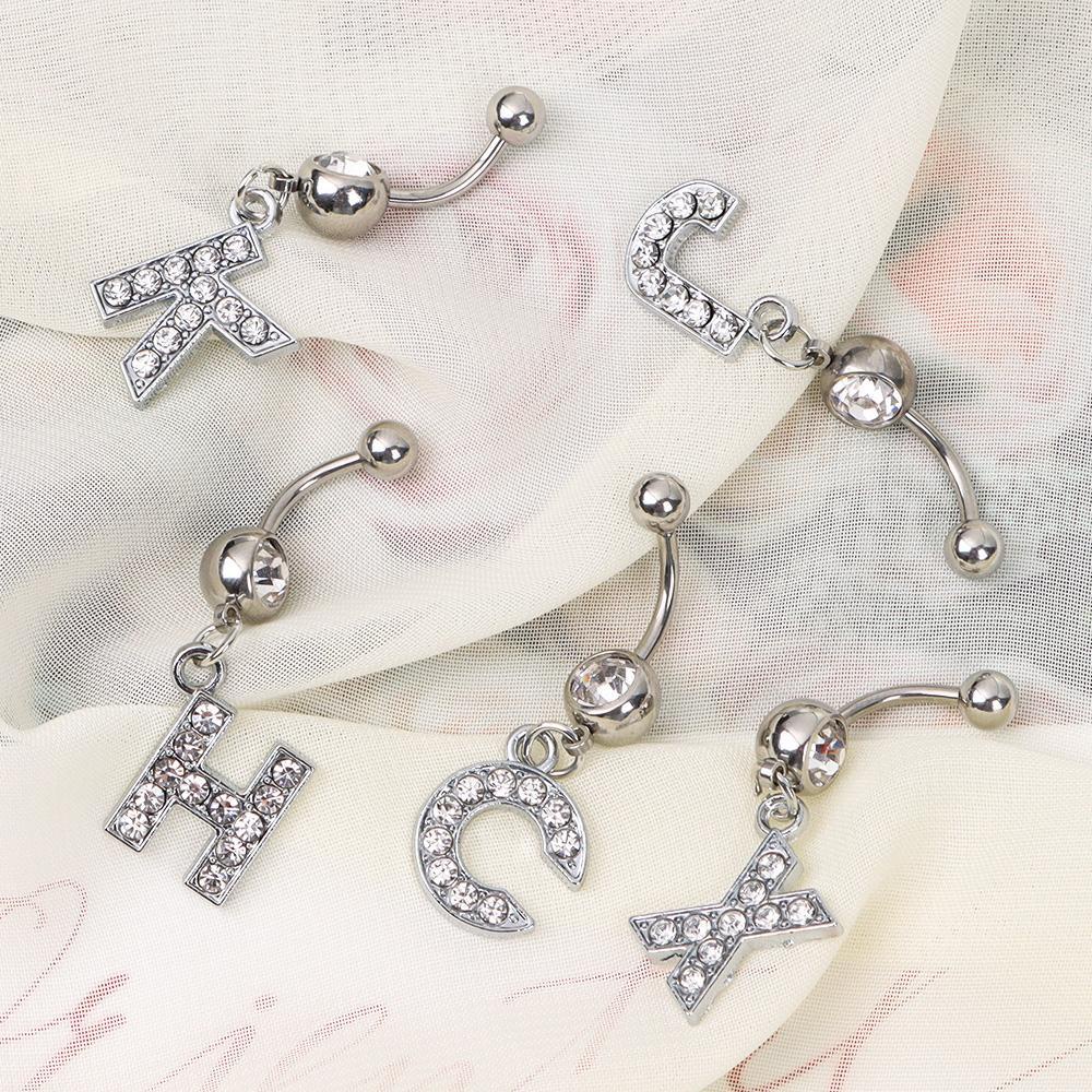 ROWANS Khuyên Rốn Thép Không Rỉ Đính Đá Pha Lê