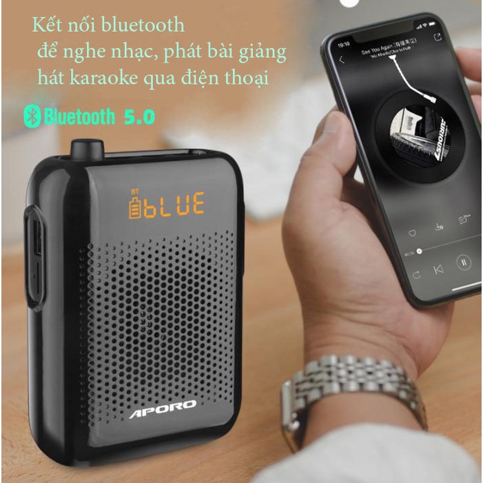 Máy trợ giảng không dây APoro T30 UHF 2.4G Bluetooth 5.0 chĩnh hãng Sumin dùng cho giáo viên