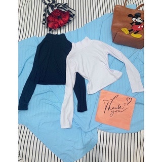 Áo thun croptop cổ lọ dài tay nhiều màu - Phông trơn dáng ôm body kiểu học sinh, phong cách hàn quốc đẹp ulzzang
