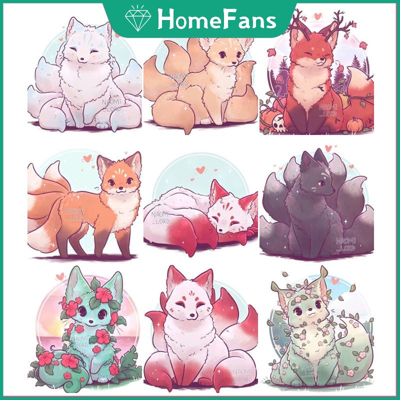 Bộ tranh đính đá 5D tự làm 30x30cm hình chú cáo độc đáo trang trí nhà cửa