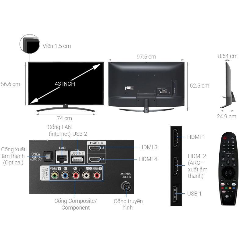 Smart Tivi LG 4K 43 inch 43UM7600PTA | BigBuy360 - bigbuy360.vn