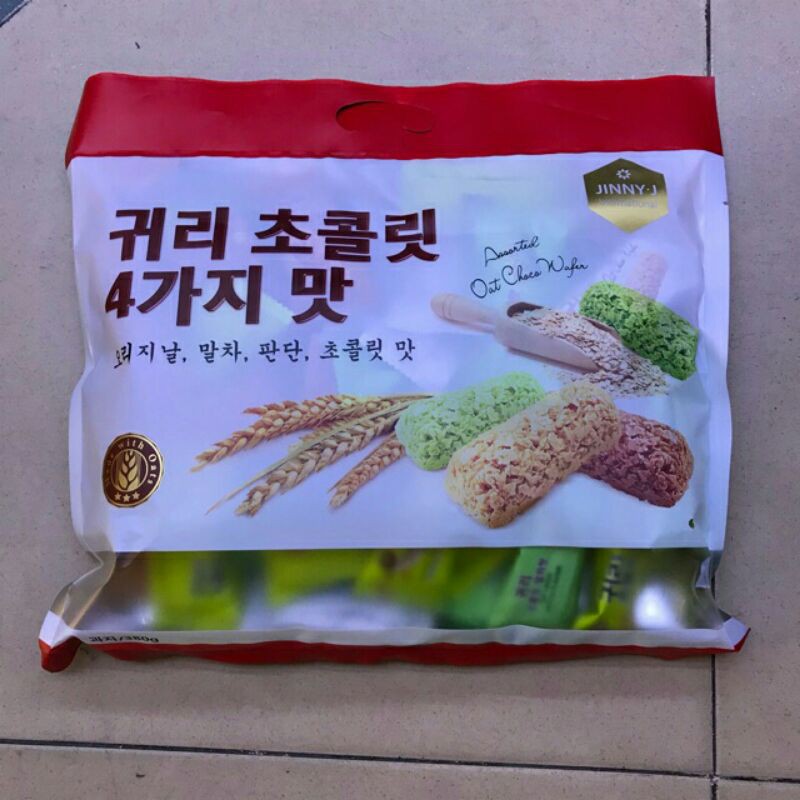 Bánh Yến Mạch Hàn Quốc 4 Mùi Trắng Vani Đỏ Socola Xanh Dứa Vàng Đậu
