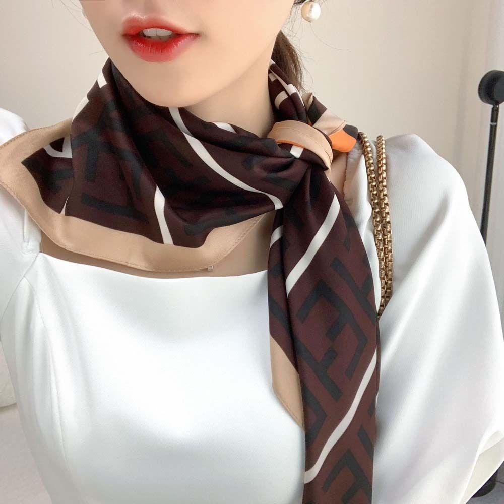 Khăn Choàng Lụa Satin Mềm Mại Chống Nắng In Họa Tiết Thời Trang Xuân Hè