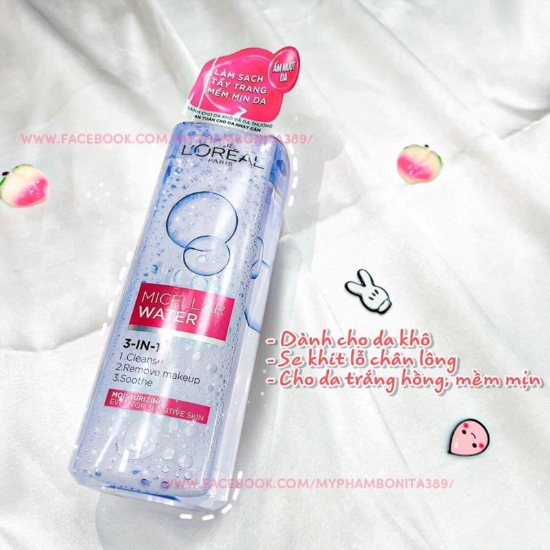 (AUTH) Nước tẩy trang L'Oreal Micellar Water 3-in-1 400ML