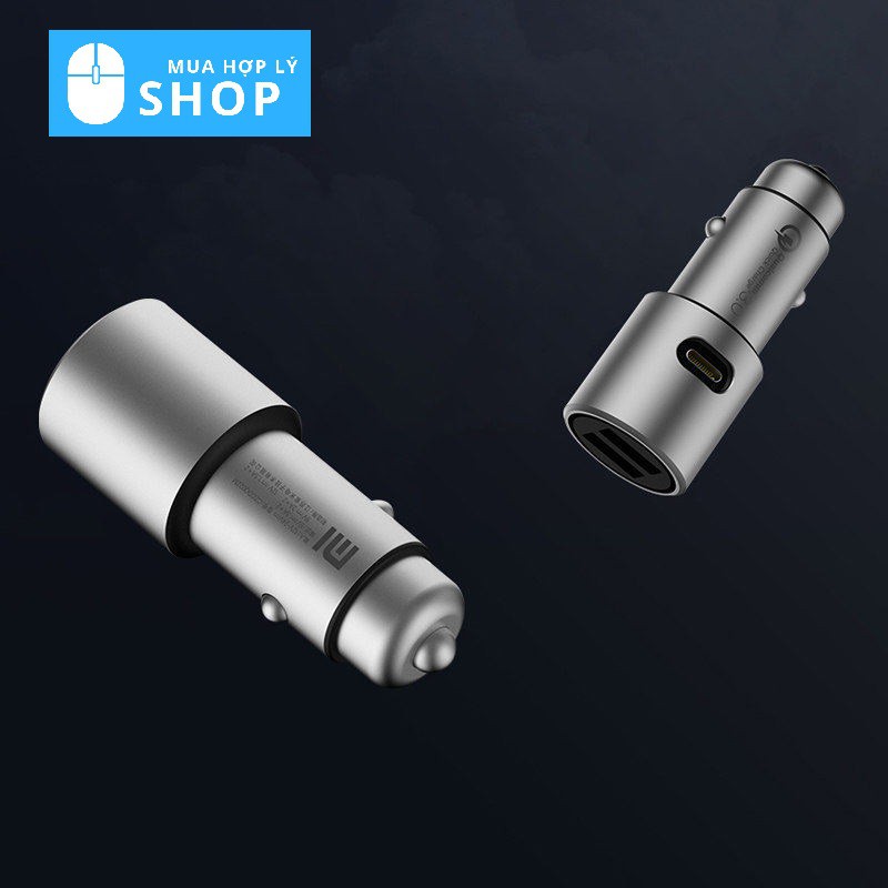 [CHÍNH HÃNG XIAOMI] Bộ Tẩu Sạc Nhanh Trên Ô tô Xiaomi Hỗ Trợ QC 3.0, 2 Cổng USB (tích hợp USB type C) - Hàng Nhập Khẩu