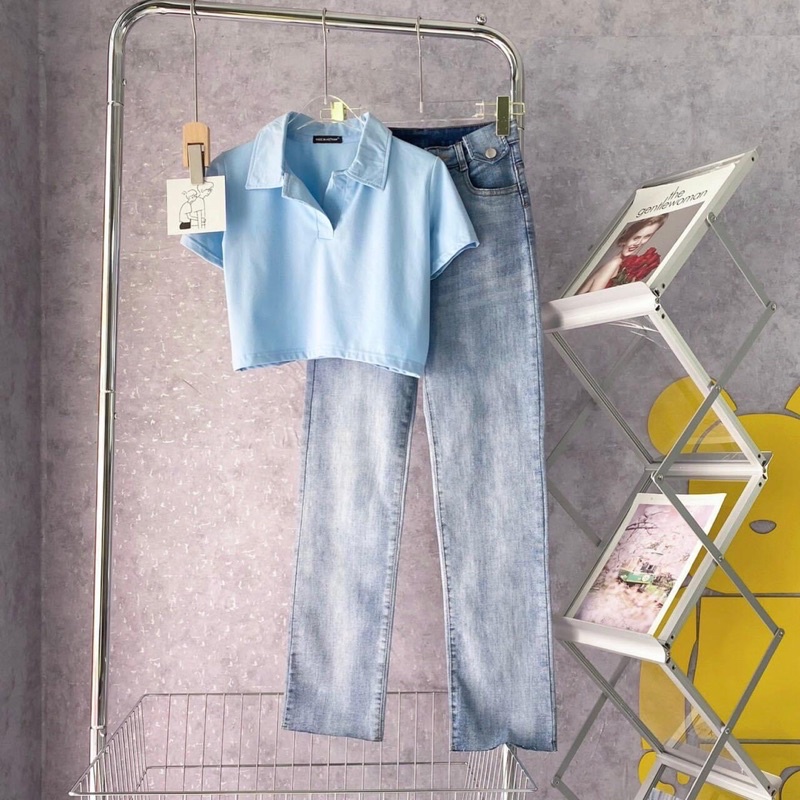 Quần Bò Jeans Ống Suông Túi Nắp Chất Denmin jeans L1 Ảnh Thật