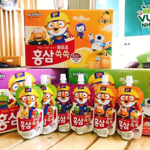 Nước hồng sâm trái cây pororo đủ vị cho bé 100ml