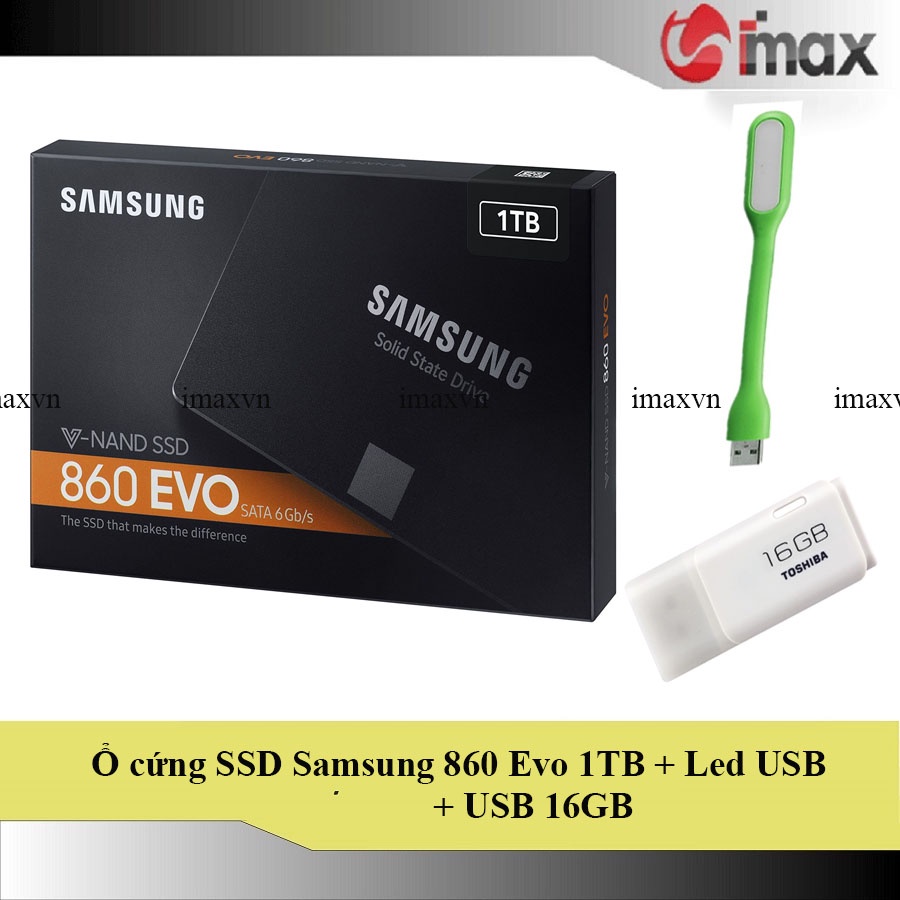 Ổ Cứng SSD Samsung 860 Evo 1TB (New Version) + Đèn Led USB + USB 16GB