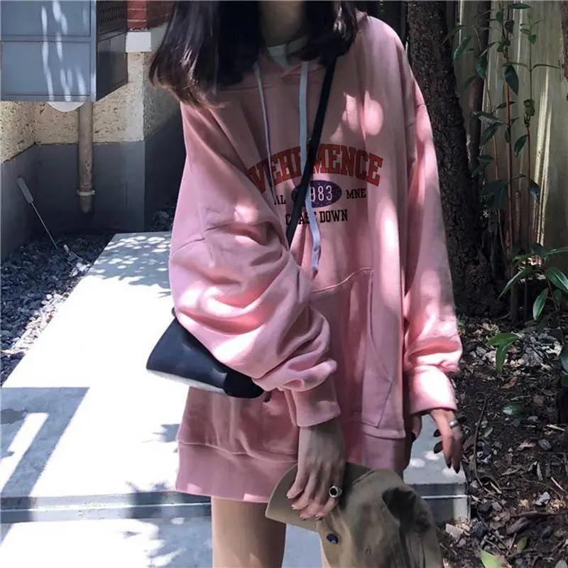Mới Áo Hoodie Form Rộng Phong Cách Hàn Quốc Cho Nữ