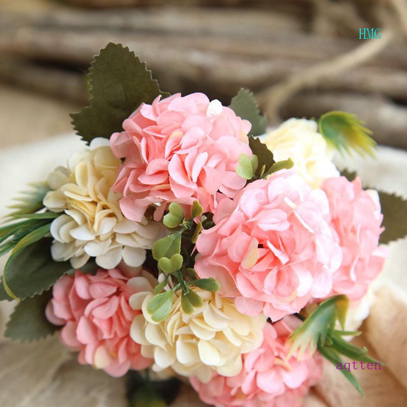 Bó Hoa Cẩm Tú Cầu Giả Bằng Lụa Màu Hồng Chất Lượng Cao Trang Trí Tiệc Cưới