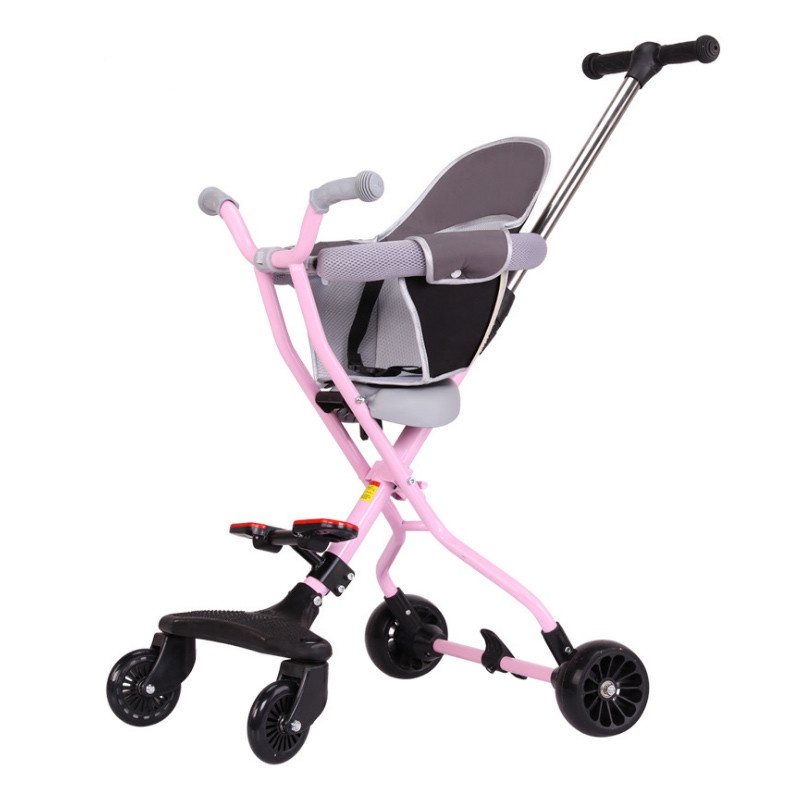 Xe Đẩy Trẻ Em Đi Du Lịch 168, Xe Đẩy 4 Bánh Tay Cong Gấp Gọn Cho Bé Có Giỏ Để Đồ