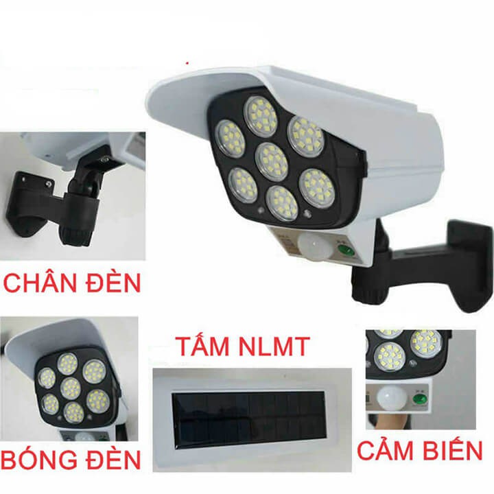 Đèn năng lượng mặt trời giả camera giám sát tự động bật tắt chống trộm, chống nước có điều khiển từ xa