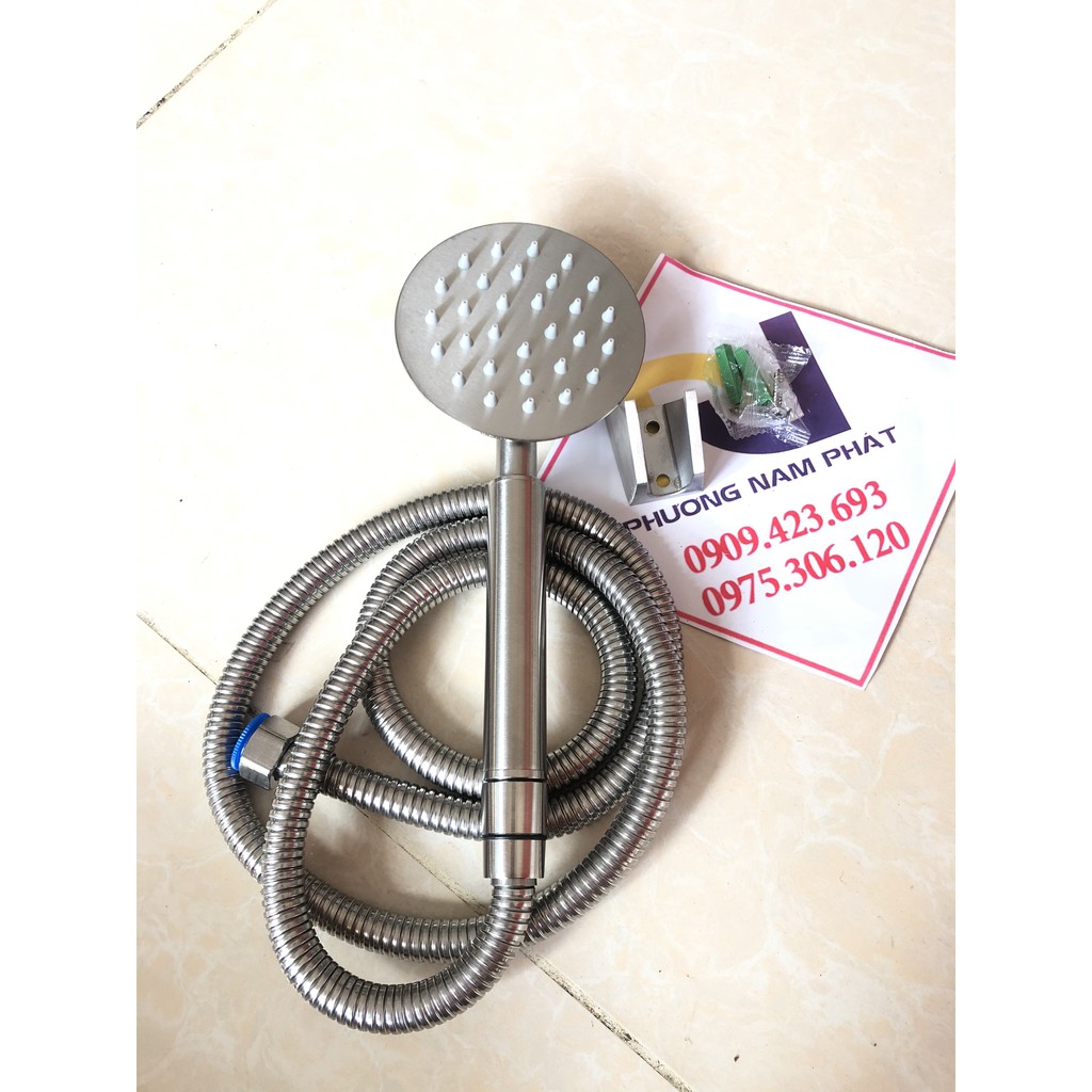 [INOX 304 CHUẨN] Bộ Tay sen tắm INOX 304 TS2 Và Dây Sen và Cài Sen TAY SEN TRÒN INOX hạt nước to phun mạnh