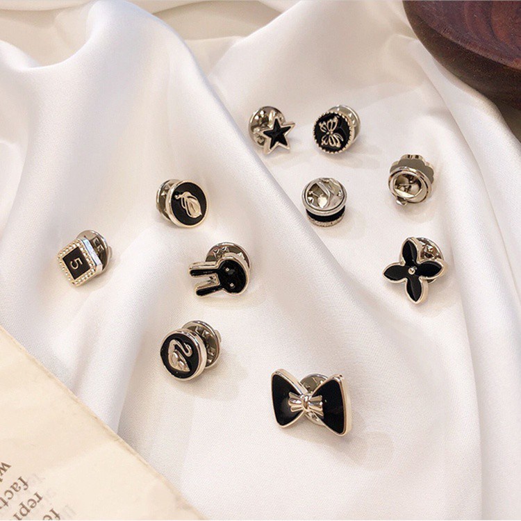 Set 10 ghim cài áo nhiều mẫu mã đính đá giả xinh xắn