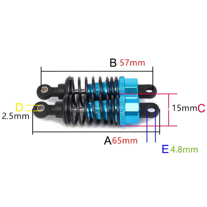 2 phuộc giảm xóc 65mm cho xe điều khiển từ xa 1 / 18 wltoys a959 a969 a979 k929 hpi hsp