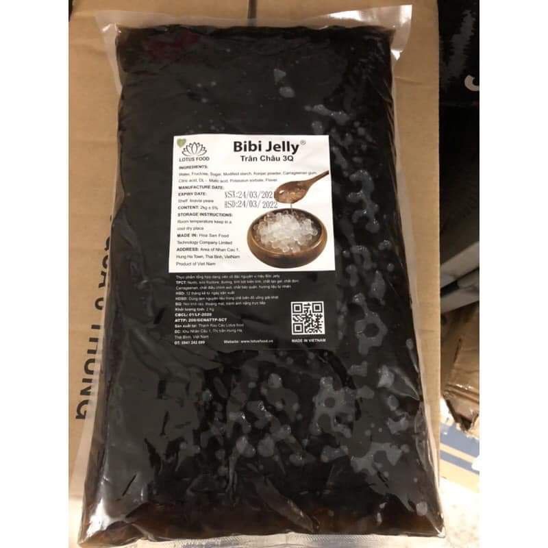 Trân châu 3Q BiBi Jelly Làm Trà Sữa Trân Châu 2kg 2 Vị Caramel và Trắng Ngọc Trai