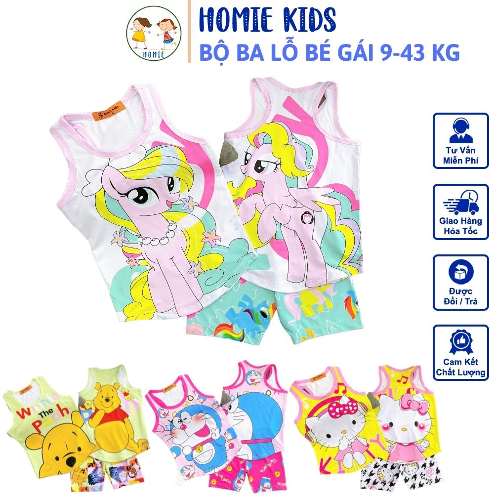 Đồ Bộ 3 Lỗ Cho Bé Gái 9-43 Kg Set Quần Ngố Áo Ba Lỗ Vải Thun Lạnh 3D In Hoạt Hình Hot Trend Siêu Bền Đẹp Homie Kids